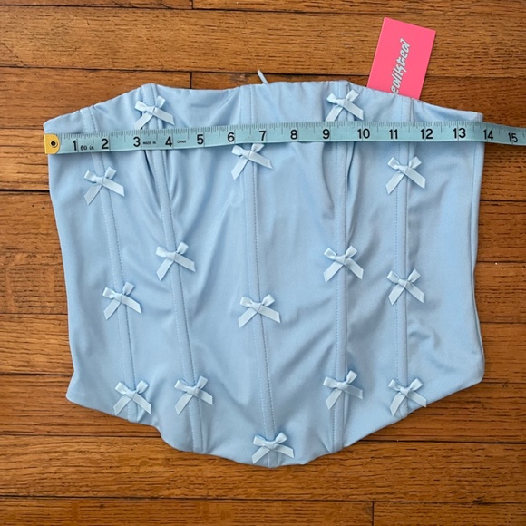 NWT - Edikted Lucina Bow Light Blue Strapless Corset Top Size Medium - Picture 5 of 7